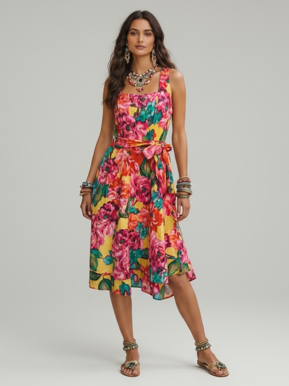 NWT $118 London Times Carmella Sleeveless Fit/Flare Multicolor Floral Dress 10P